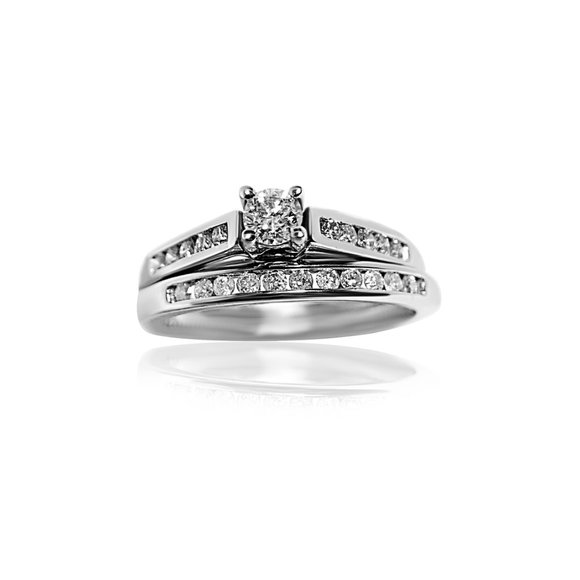 Diamond Bridal Channel set in 14k White gold - Picture 1 of 3